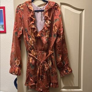 Show Me Your Mumu Raquel Ruffle Long Sleeve Romper Size XL NWT